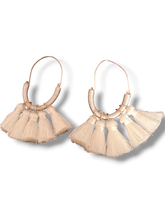 BaubleBar Jewelry - SUGARFIX by BaubleBar Women’s Fringe Tassel Bold Statement White Gold Earrings